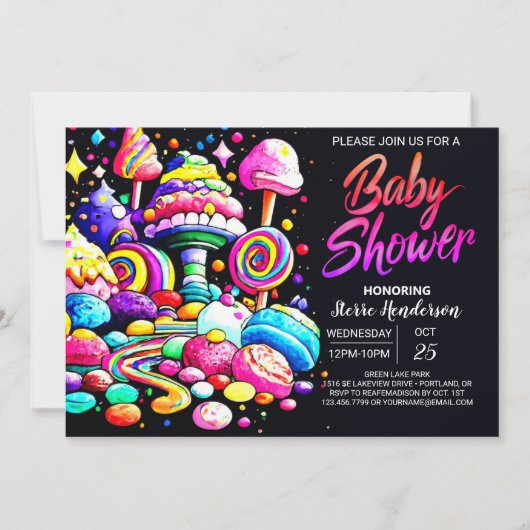 Waterverf Candyland Baby shower Kaart (Voorkant)