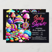 Waterverf Candyland Baby shower Kaart (Voorkant / Achterkant)