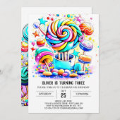 Waterverf Candyland bewerkbare verjaardag Kaart (Voorkant / Achterkant)