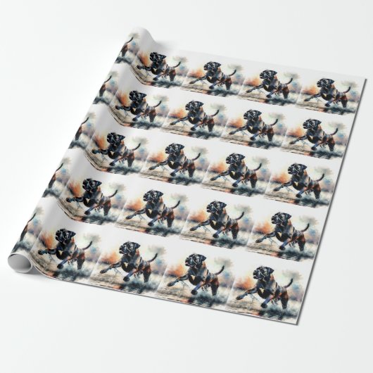Waterverf Cane Corso hond Cadeaupapier (Uitgerold)