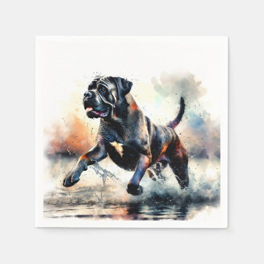 Waterverf Cane Corso hond Servet (Voorkant)
