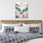 Waterverf canvas | Abstracte Bergen Bomen Muur Afdruk (Insitu (Slaapkamer))