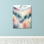 Waterverf canvas | Abstracte Bergen Bomen Muur Afdruk (Insitu (Houten vloer))