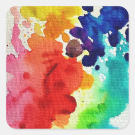 Waterverf Canvas Vierkante Sticker