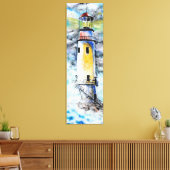 Waterverf canvas - vuurtoren - schilderen afdruk (Insitu (Woonkamer))