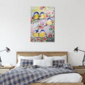 Waterverf Canvasprint Mooie Spreeuwen Canvas Afdruk (Insitu (Slaapkamer))