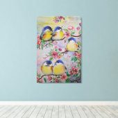 Waterverf Canvasprint Mooie Spreeuwen Canvas Afdruk (Insitu (Houten vloer))