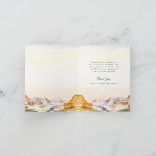 Waterverf Canyon Desert National Park bruiloft Bedankkaart (Binnen)