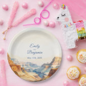 Waterverf Canyon Desert National Park bruiloft Papieren Bordje (Feest)