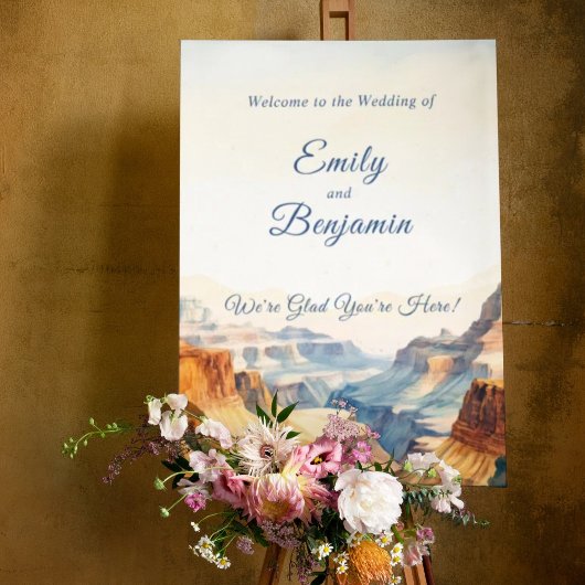 Waterverf Canyon Desert Wedding Welkomstbord Poster
