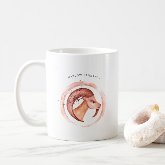 Waterverf Capricorn Astrology Zodiac | Monogram Koffiemok (Met donut)