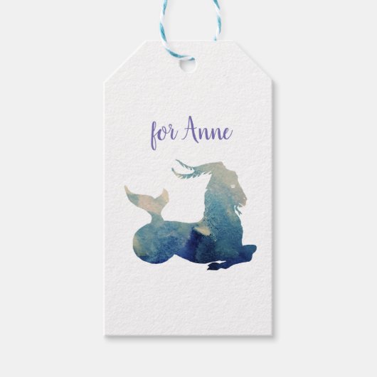 Waterverf Capricorn Sign Cadeaulabel (Voorkant)