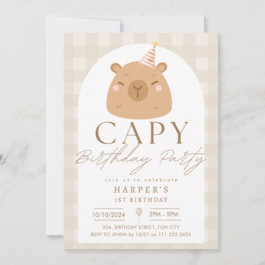 Waterverf Capybara Capy verjaardagsneutraal Kaart (Voorkant)