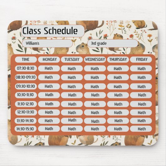 Waterverf Capybara Pattern 2024 Klasse Schema Muismat (Voorkant)