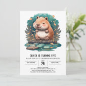 Waterverf Capybara Verjaardagsuitnodiging Kaart (Staand voorkant)