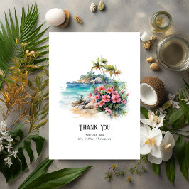 Waterverf Caraïben Bestemming Bruiloft Bedankkaart