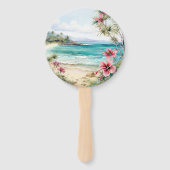 Waterverf Caraïben Bestemming Bruiloft Handwaaier (Achterkant)