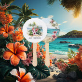 Waterverf Caraïben Bestemming Bruiloft Handwaaier