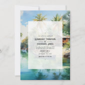 Waterverf Caraïben Bestemming Bruiloft Kaart (Voorkant)