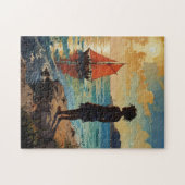 Waterverf Caribbean Beach Puzzel Tropische Jigsaw (Horizontaal)
