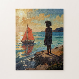 Waterverf Caribbean Beach Puzzel Tropische Jigsaw