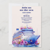 Waterverf Caribische kust schilderachtig bruiloft Kaart (Voorkant)