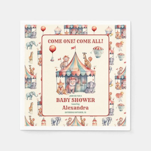 Waterverf Carnaval Baby shower Invitation Servet (Voorkant)