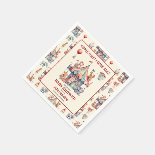 Waterverf Carnaval Baby shower Invitation Servet (Hoek)