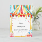 Waterverf Carnaval Circus Verjaardagsuitnodiging Kaart (Staand voorkant)