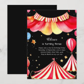 Waterverf Carnaval Circus Verjaardagsuitnodiging Kaart (Voorkant / Achterkant)