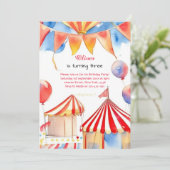 Waterverf Carnaval Circus Verjaardagsuitnodiging Kaart (Staand voorkant)
