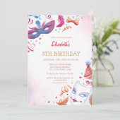 Waterverf Carnival Masque Birthday Kaart (Staand voorkant)