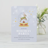 Waterverf Carousel Snow Wereldbol Kerstfeest Kaart (Staand voorkant)