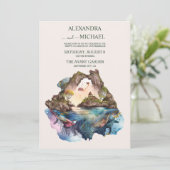 Waterverf Carraiboon Destination Wedding Invitati Kaart (Staand voorkant)