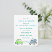 Waterverf Cars Boy Baby shower Kaart (Staand voorkant)