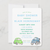 Waterverf Cars Boy Baby shower Kaart (Voorkant)