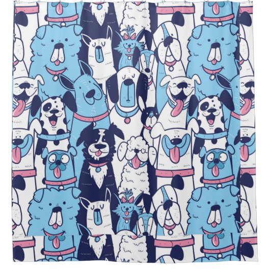 Waterverf Cartoon Dog Pet Animal Art Douchegordijn (Voorkant)