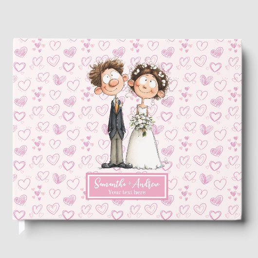 Waterverf Cartoon Passen getrouwd Gastboek Album Gastenboek (Voorkant)