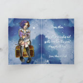 Waterverf Cartoon tovenaar 14e verjaardag Kaart (Binnen)