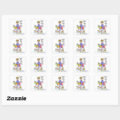 Waterverf Cartoon vrouw zal ontbijten en winkelen Vierkante Sticker (Vel)