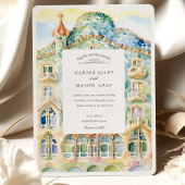 Waterverf Casa Batlló bruiloft Kaart