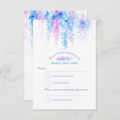 Waterverf cascade blauw paarse bruiloft RSVP antwo (Voorkant / Achterkant)