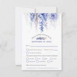 Waterverf cascade bruiloft donkerblauw grijs RSVP kaartje