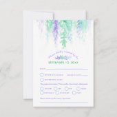 Waterverf cascade bruiloft paarse blauw groen RSVP (Voorkant)