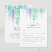 Waterverf cascade bruiloft paarse blauw groen RSVP (Voorkant / Achterkant)