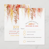 Waterverf cascade herfst bruin sinaasappel bruilof RSVP kaartje (Voorkant / Achterkant)