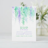 Waterverf cascaderende groene paarse huwelijks- RS Kaart (Staand voorkant)