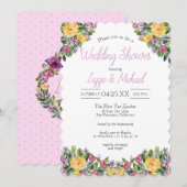 Waterverf Cascading Floral Bouquet Trouwdouche Kaart (Voorkant / Achterkant)