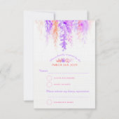 Waterverf cascading paarse oranje bruiloft RSVP (Achterkant)