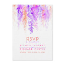 Waterverf cascading paarse oranje bruiloft RSVP